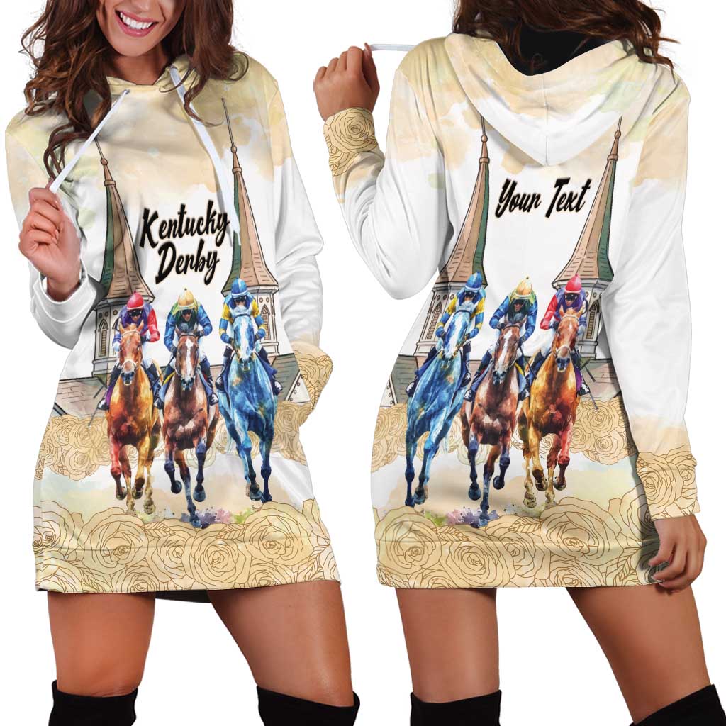 Kentucky Horse Racing Personalized Hoodie Dress Churchill Downs Roses Pastel Yellow
