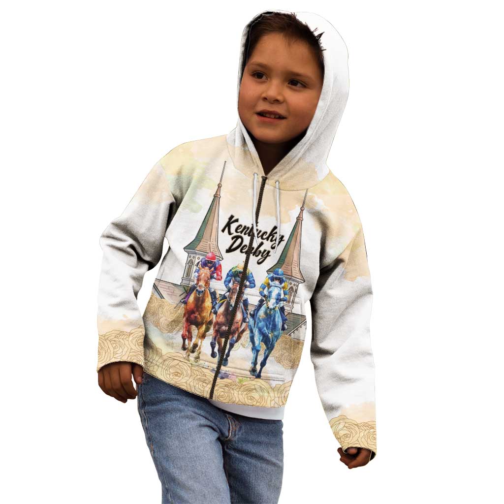 Kentucky Horse Racing Personalized Kid Hoodie Churchill Downs Roses Pastel Yellow