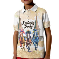 Kentucky Horse Racing Personalized Kid Polo Shirt Churchill Downs Roses Pastel Yellow