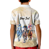 Kentucky Horse Racing Personalized Kid Polo Shirt Churchill Downs Roses Pastel Yellow