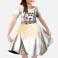 Kentucky Horse Racing Personalized Kid Short Sleeve Dress Churchill Downs Roses Pastel Yellow