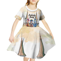 Kentucky Horse Racing Personalized Kid Short Sleeve Dress Churchill Downs Roses Pastel Yellow