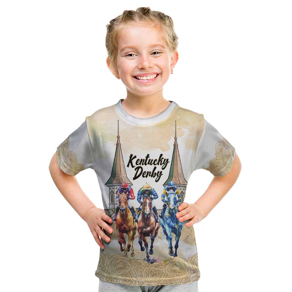 Kentucky Horse Racing Personalized Kid T Shirt Churchill Downs Roses Pastel Yellow