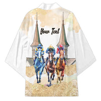 Kentucky Horse Racing Personalized Kimono Churchill Downs Roses Pastel Yellow