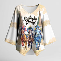 Kentucky Horse Racing Personalized Kimono Sleeve Blouse Churchill Downs Roses Pastel Yellow