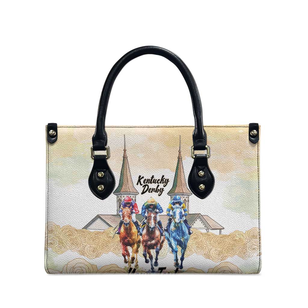 Kentucky Horse Racing Personalized Leather Bag Churchill Downs Roses Pastel Yellow