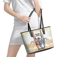 Kentucky Horse Racing Personalized Leather Tote Bag Churchill Downs Roses Pastel Yellow