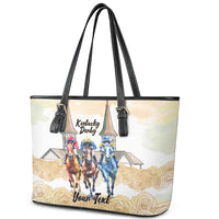 Kentucky Horse Racing Personalized Leather Tote Bag Churchill Downs Roses Pastel Yellow