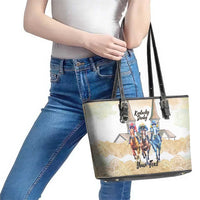 Kentucky Horse Racing Personalized Leather Tote Bag Churchill Downs Roses Pastel Yellow