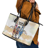 Kentucky Horse Racing Personalized Leather Tote Bag Churchill Downs Roses Pastel Yellow