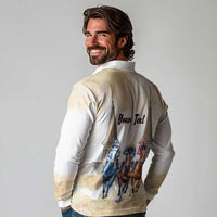Kentucky Horse Racing Personalized Long Sleeve Polo Shirt Churchill Downs Roses Pastel Yellow