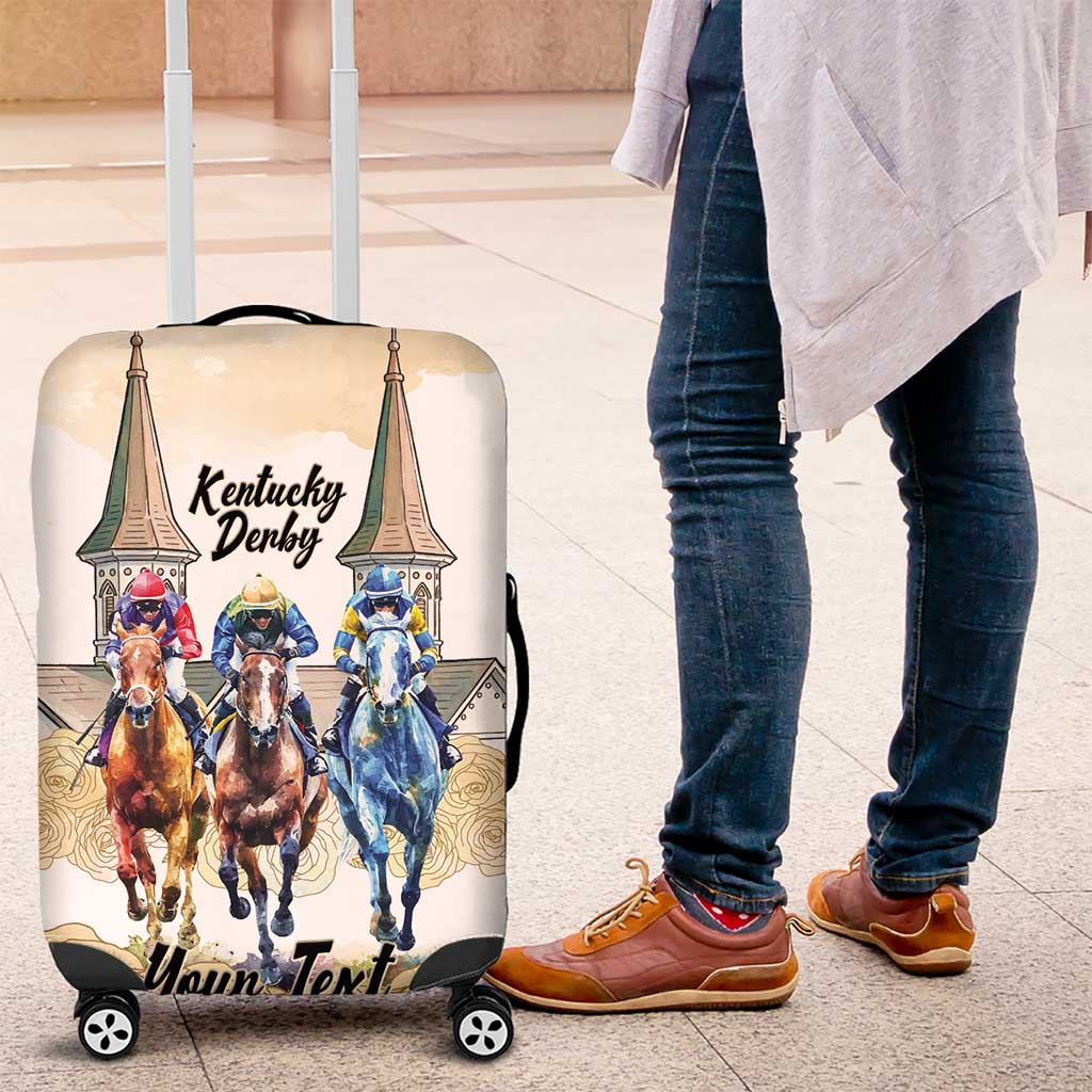 Kentucky Horse Racing Personalized Luggage Cover Churchill Downs Roses Pastel Yellow
