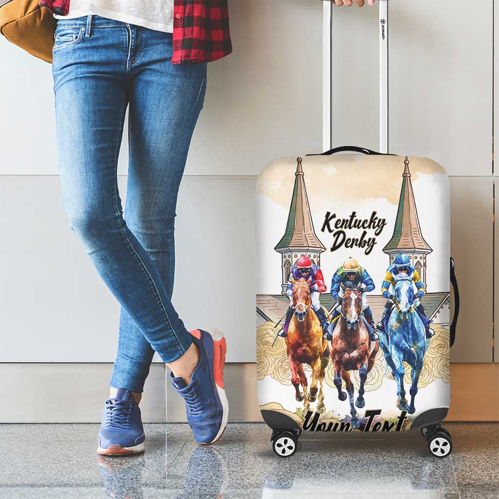 Kentucky Horse Racing Personalized Luggage Cover Churchill Downs Roses Pastel Yellow