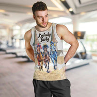 Kentucky Horse Racing Personalized Men Tank Top Churchill Downs Roses Pastel Yellow