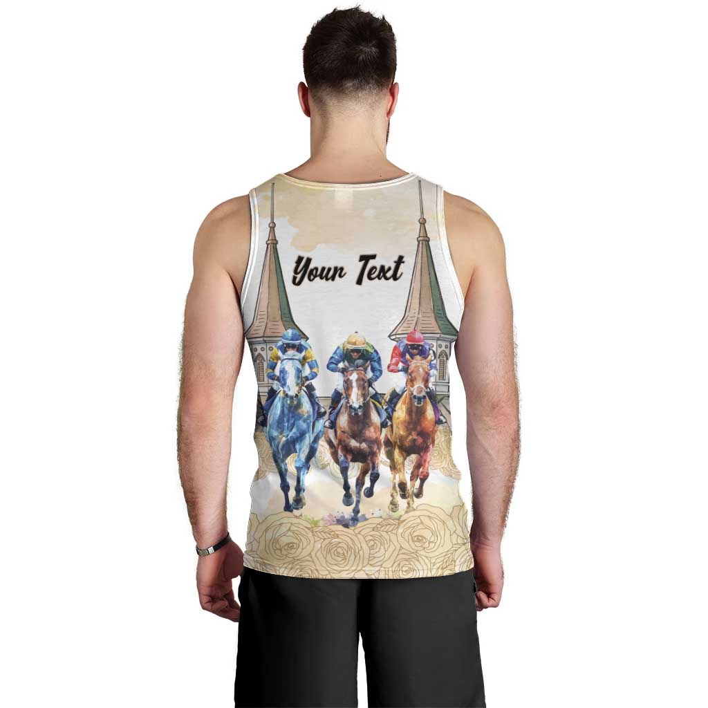 Kentucky Horse Racing Personalized Men Tank Top Churchill Downs Roses Pastel Yellow