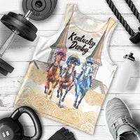 Kentucky Horse Racing Personalized Men Tank Top Churchill Downs Roses Pastel Yellow