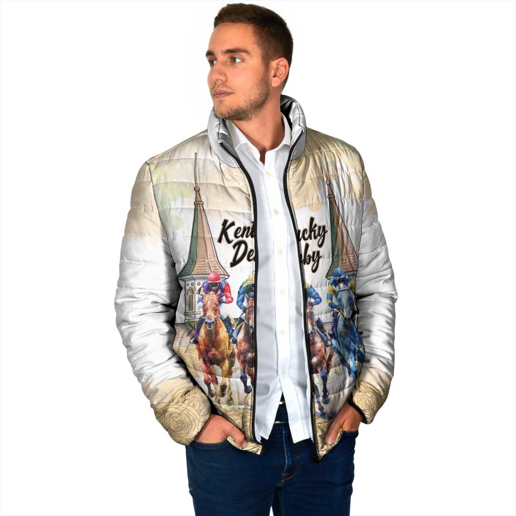 Kentucky Horse Racing Personalized Padded Jacket Churchill Downs Roses Pastel Yellow