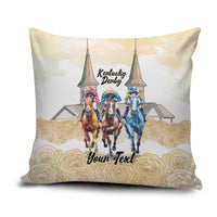 Kentucky Horse Racing Personalized Pillow Cover Churchill Downs Roses Pastel Yellow