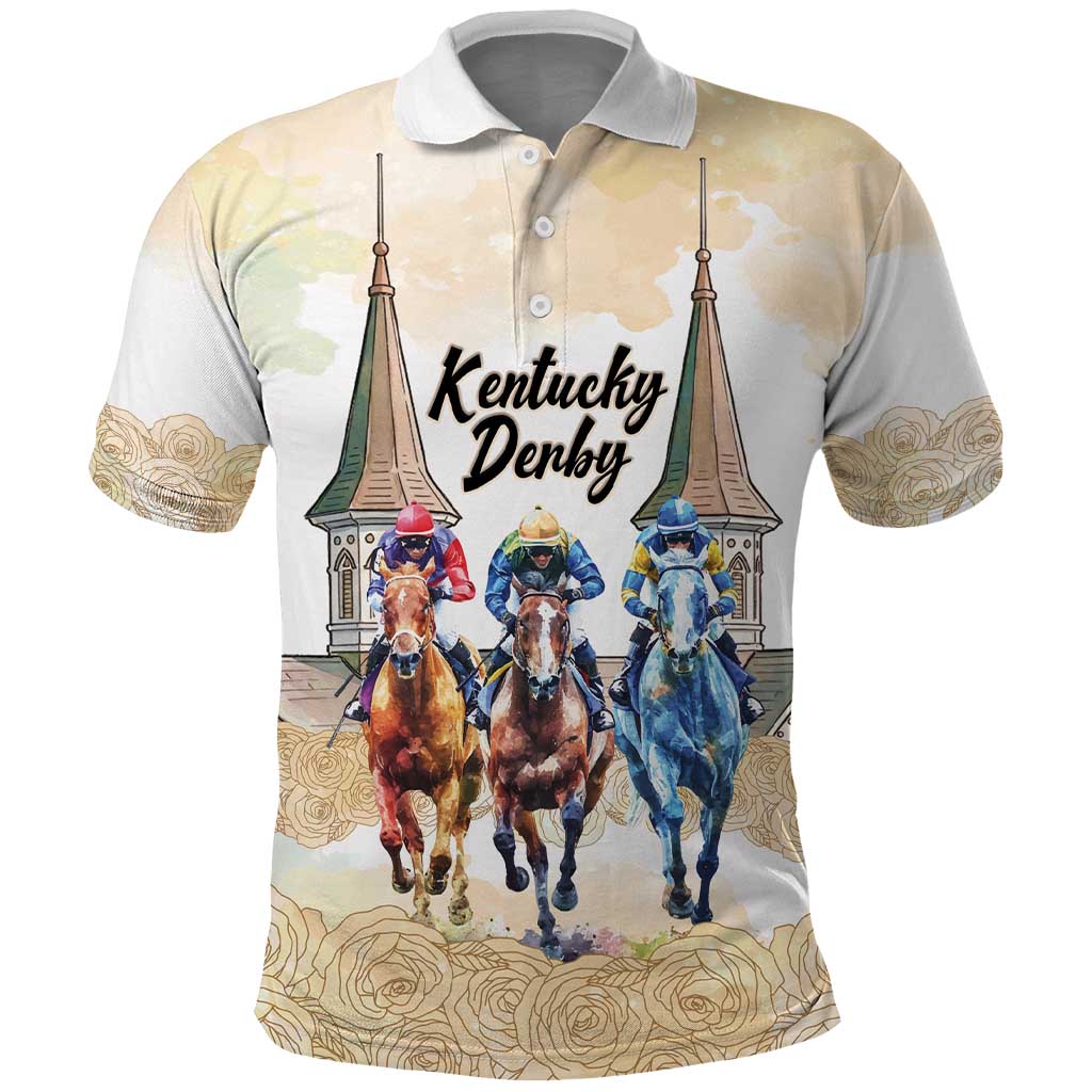 Kentucky Horse Racing Personalized Polo Shirt Churchill Downs Roses Pastel Yellow