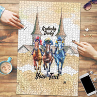 Kentucky Horse Racing Personalized Puzzle Churchill Downs Roses Pastel Yellow