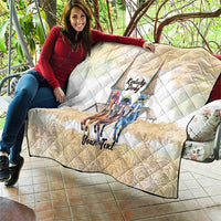Kentucky Horse Racing Personalized Quilt Churchill Downs Roses Pastel Yellow