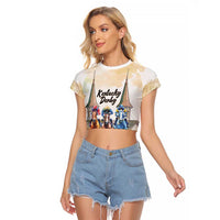 Kentucky Horse Racing Personalized Raglan Cropped T Shirt Churchill Downs Roses Pastel Yellow