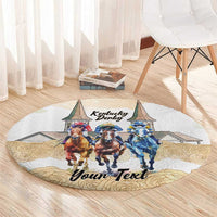 Kentucky Horse Racing Personalized Round Carpet Churchill Downs Roses Pastel Yellow