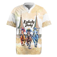 Kentucky Horse Racing Personalized Rugby Jersey Churchill Downs Roses Pastel Yellow
