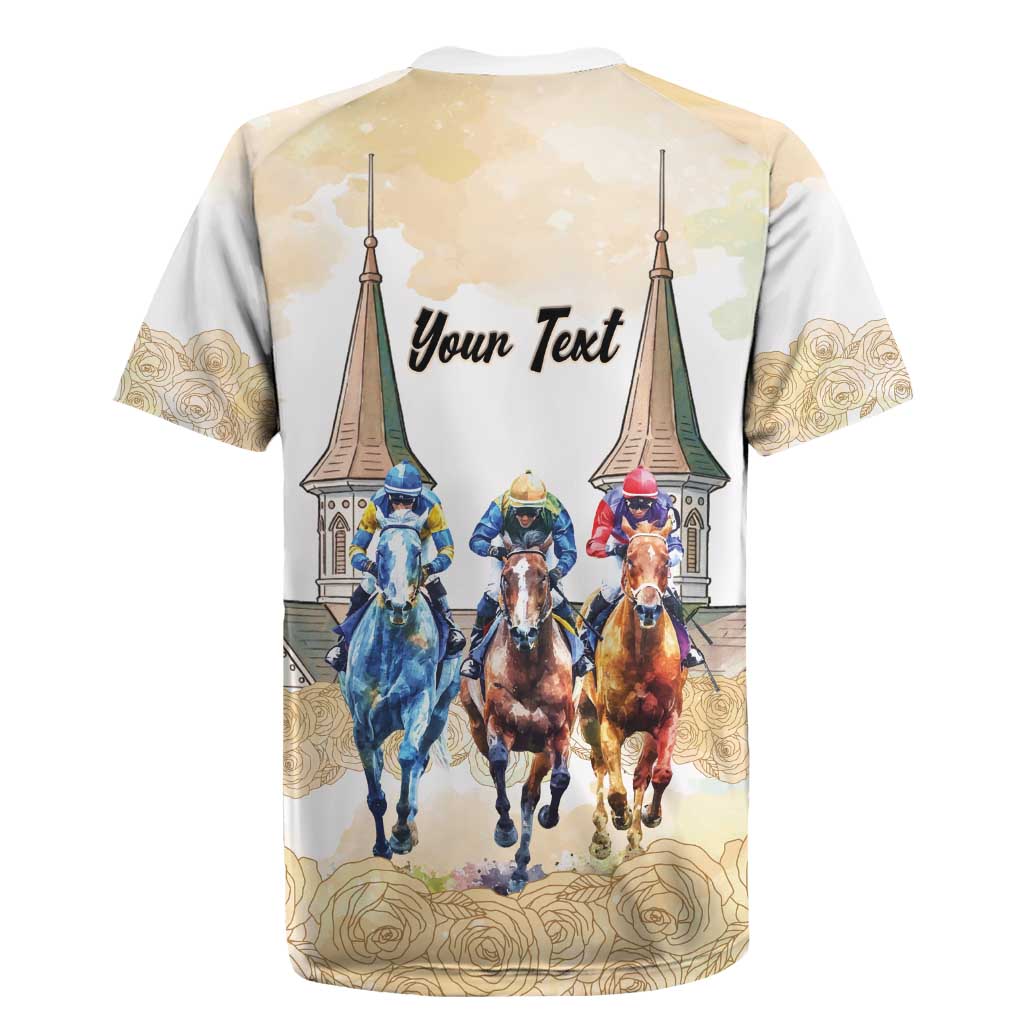 Kentucky Horse Racing Personalized Rugby Jersey Churchill Downs Roses Pastel Yellow