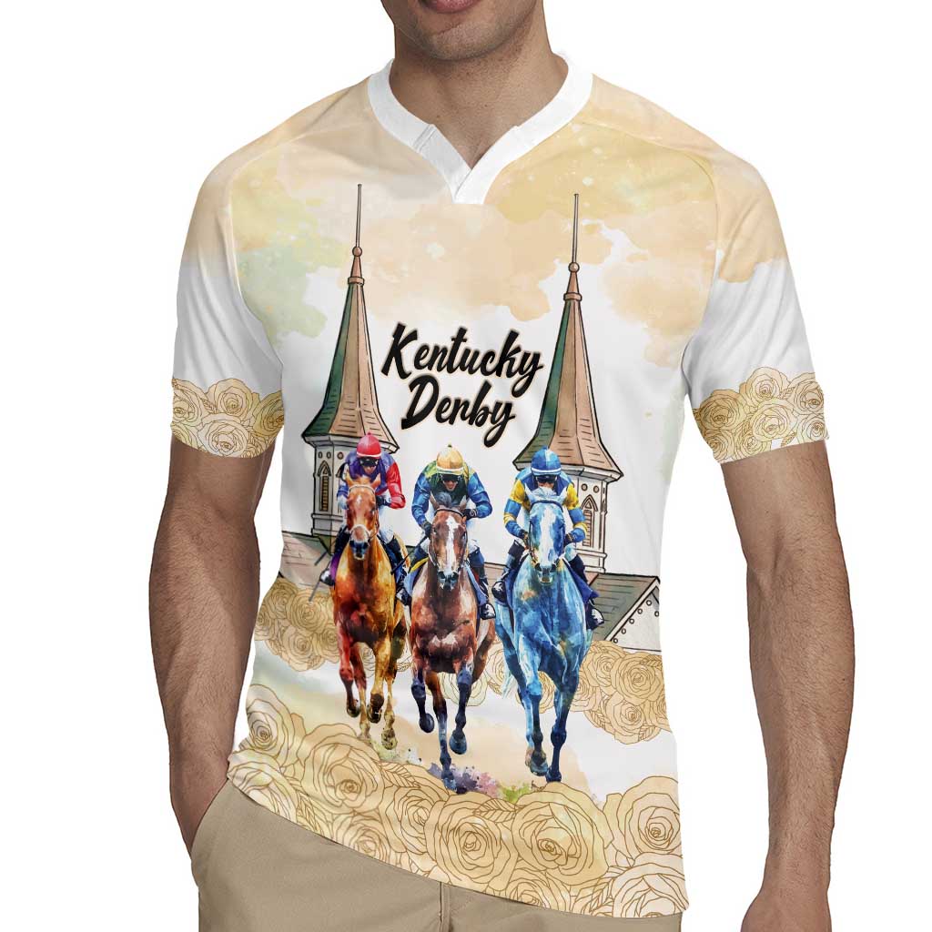 Kentucky Horse Racing Personalized Rugby Jersey Churchill Downs Roses Pastel Yellow