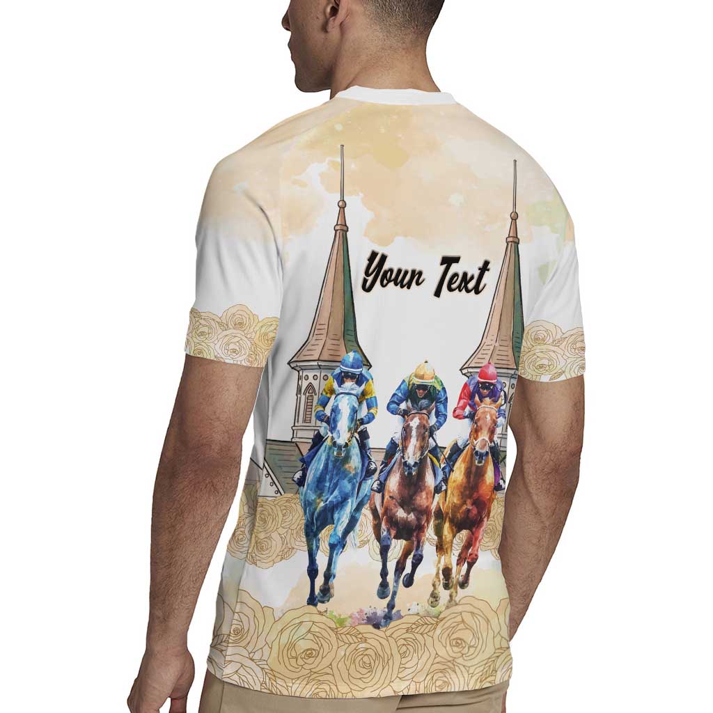 Kentucky Horse Racing Personalized Rugby Jersey Churchill Downs Roses Pastel Yellow