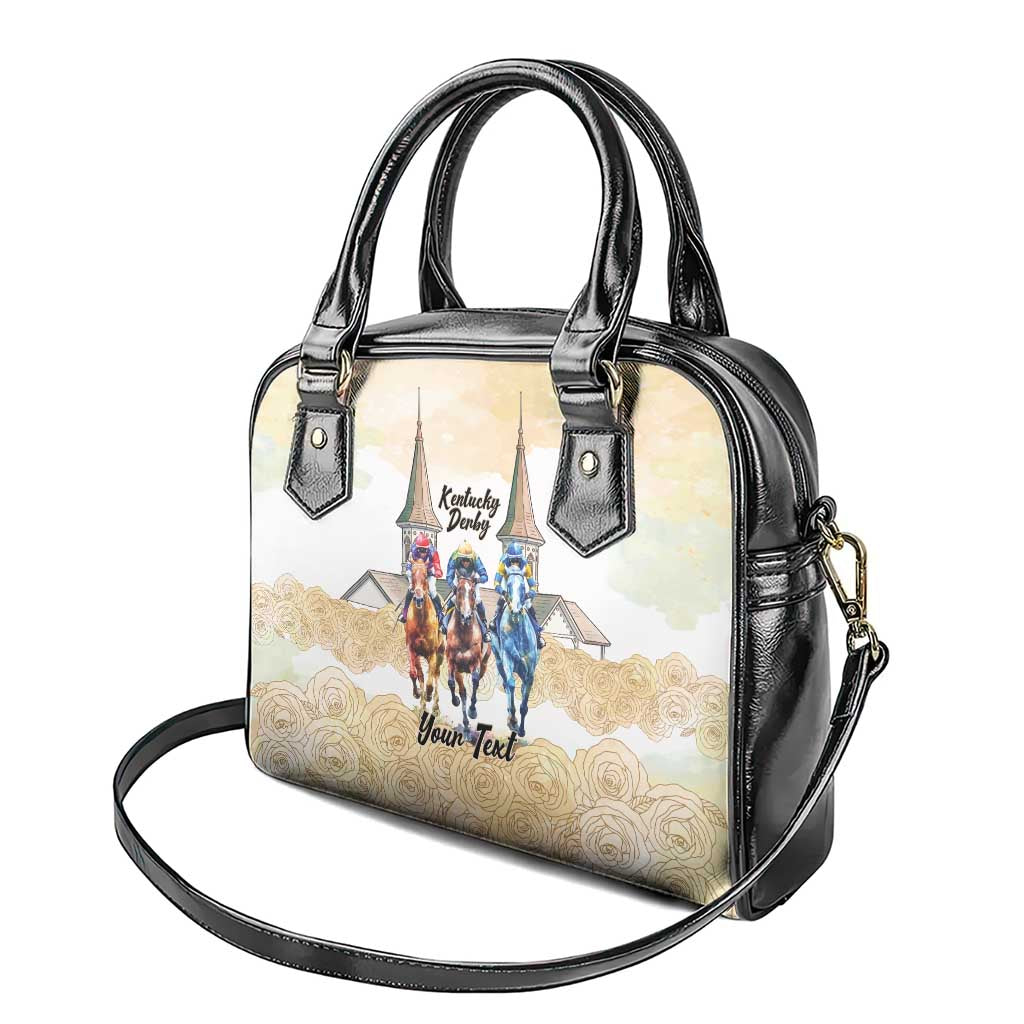 Kentucky Horse Racing Personalized Shoulder Handbag Churchill Downs Roses Pastel Yellow