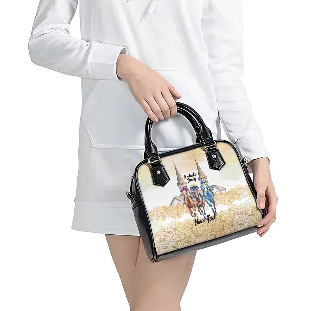 Kentucky Horse Racing Personalized Shoulder Handbag Churchill Downs Roses Pastel Yellow