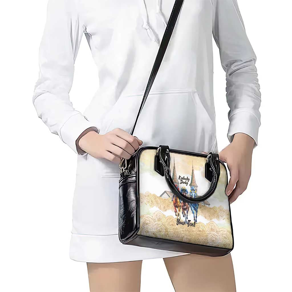 Kentucky Horse Racing Personalized Shoulder Handbag Churchill Downs Roses Pastel Yellow
