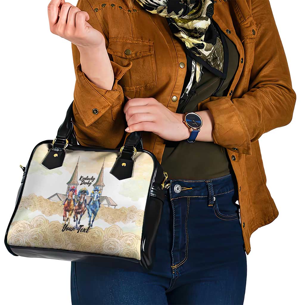 Kentucky Horse Racing Personalized Shoulder Handbag Churchill Downs Roses Pastel Yellow