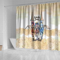 Kentucky Horse Racing Personalized Shower Curtain Churchill Downs Roses Pastel Yellow