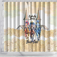 Kentucky Horse Racing Personalized Shower Curtain Churchill Downs Roses Pastel Yellow