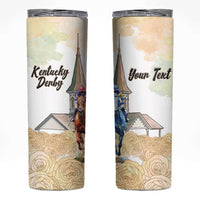 Kentucky Horse Racing Personalized Skinny Tumbler Churchill Downs Roses Pastel Yellow