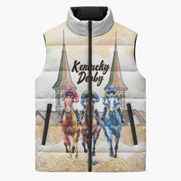 Kentucky Horse Racing Personalized Sleeveless Puffer Jacket Churchill Downs Roses Pastel Yellow