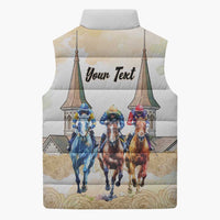 Kentucky Horse Racing Personalized Sleeveless Puffer Jacket Churchill Downs Roses Pastel Yellow
