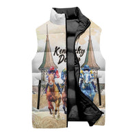 Kentucky Horse Racing Personalized Sleeveless Puffer Jacket Churchill Downs Roses Pastel Yellow