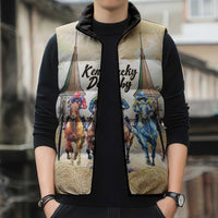 Kentucky Horse Racing Personalized Sleeveless Puffer Jacket Churchill Downs Roses Pastel Yellow