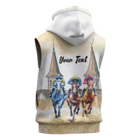 Kentucky Horse Racing Personalized Sleeveless Zip Hoodie Churchill Downs Roses Pastel Yellow