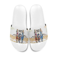 Kentucky Horse Racing Personalized Slide Sandals Churchill Downs Roses Pastel Yellow