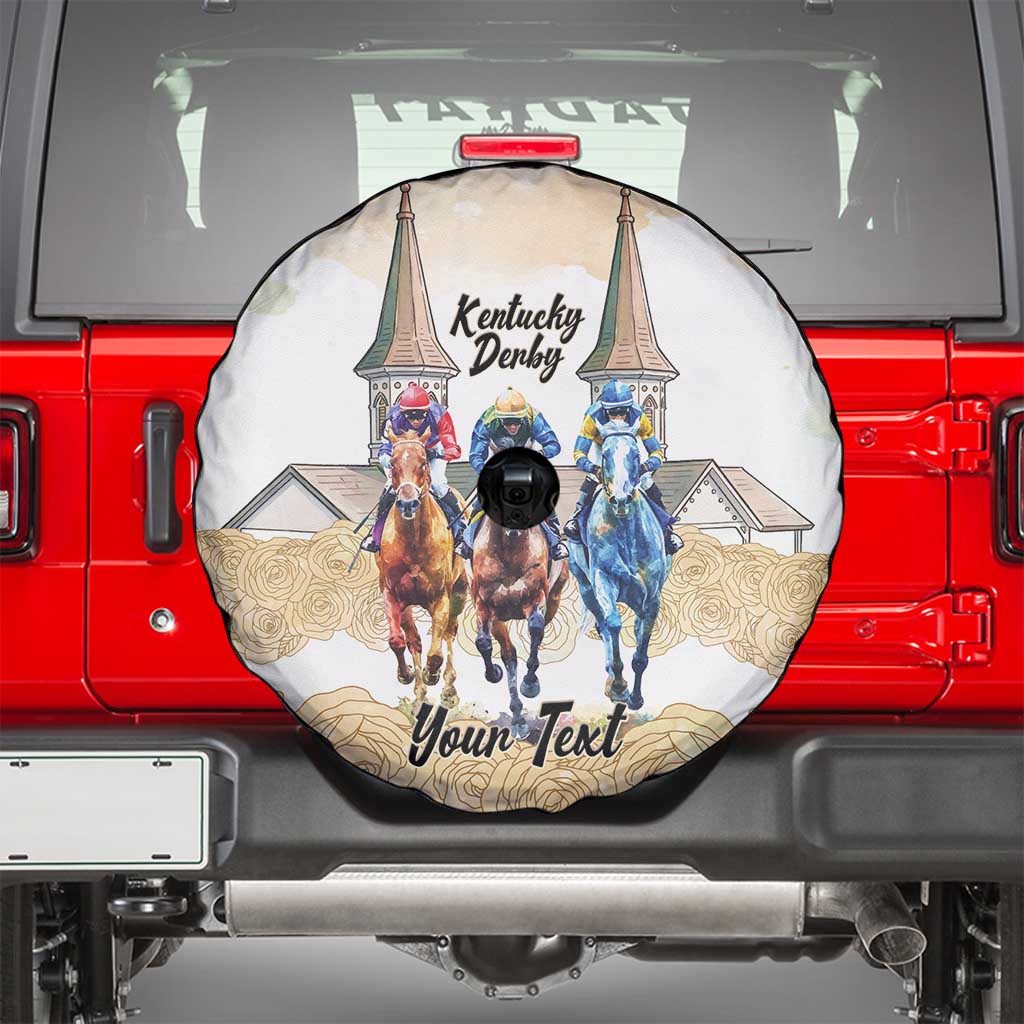 Kentucky Horse Racing Personalized Spare Tire Cover Churchill Downs Roses Pastel Yellow