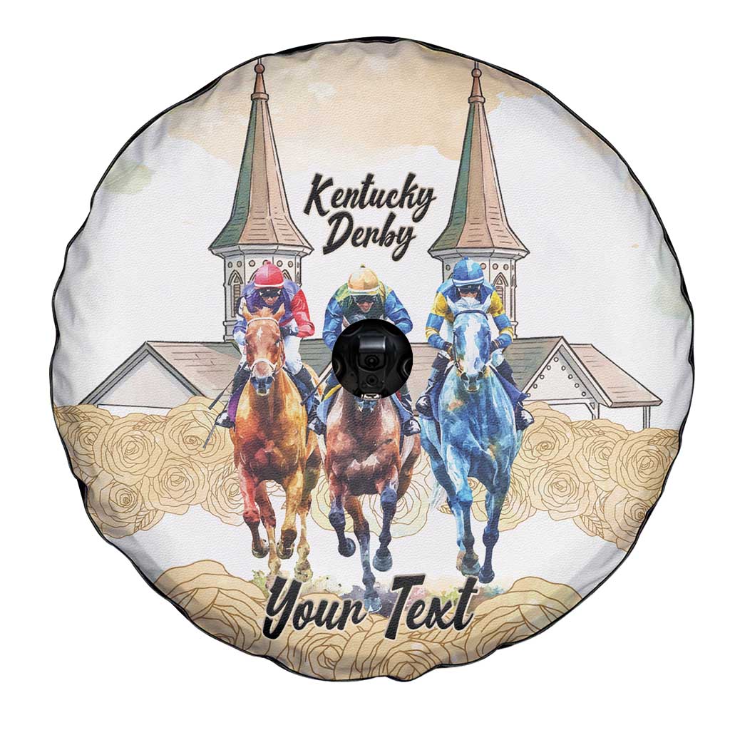 Kentucky Horse Racing Personalized Spare Tire Cover Churchill Downs Roses Pastel Yellow