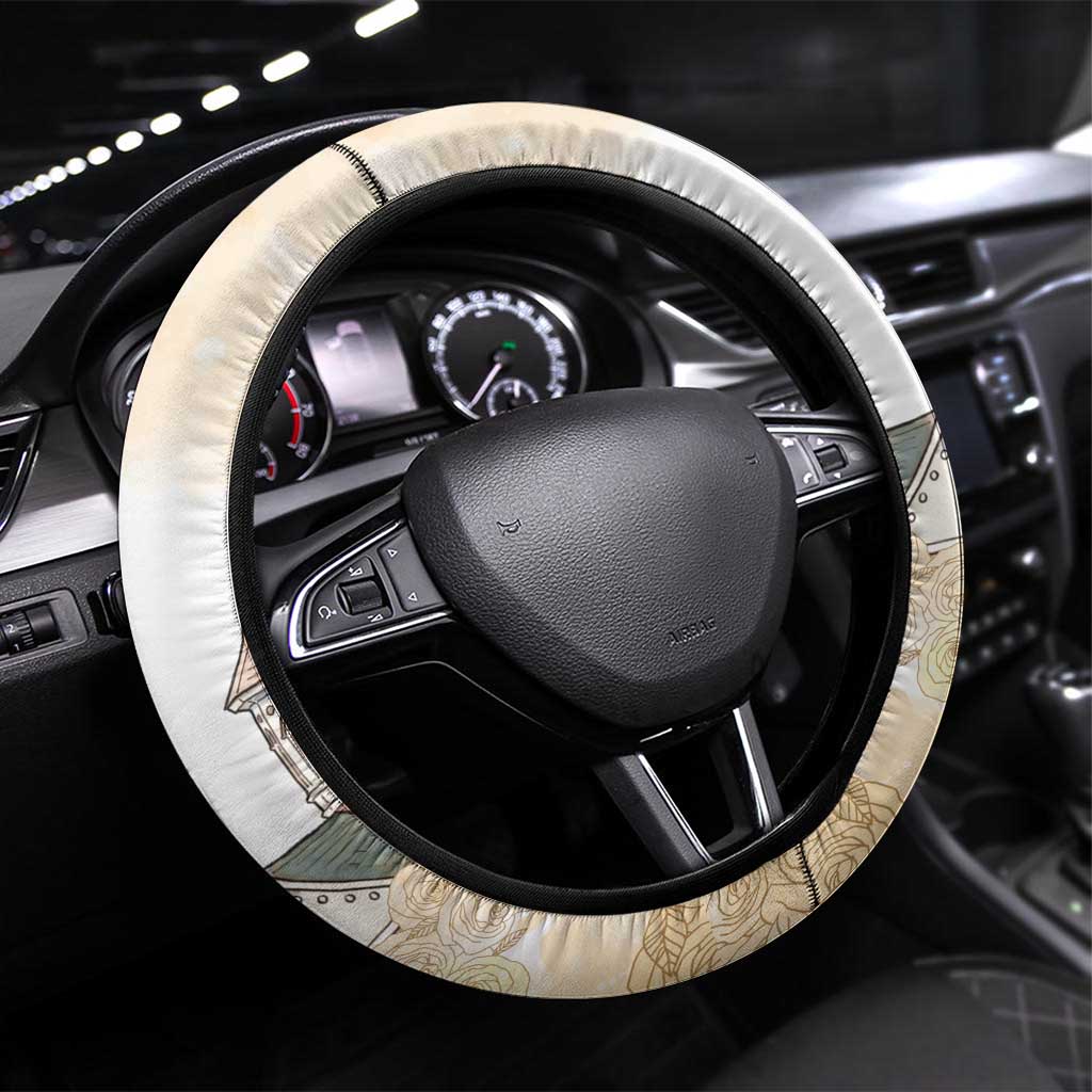 Kentucky Horse Racing Steering Wheel Cover Churchill Downs Roses Pastel Yellow