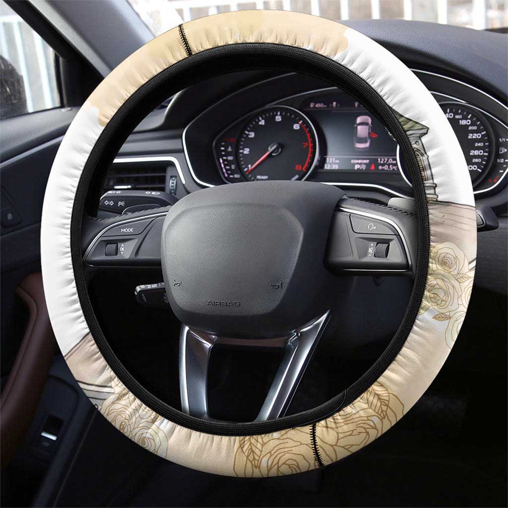 Kentucky Horse Racing Steering Wheel Cover Churchill Downs Roses Pastel Yellow