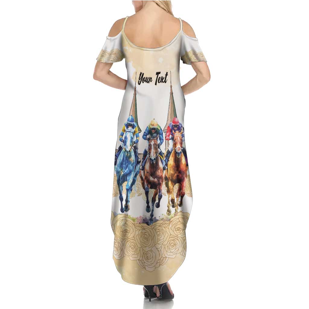Kentucky Horse Racing Personalized Summer Maxi Dress Churchill Downs Roses Pastel Yellow