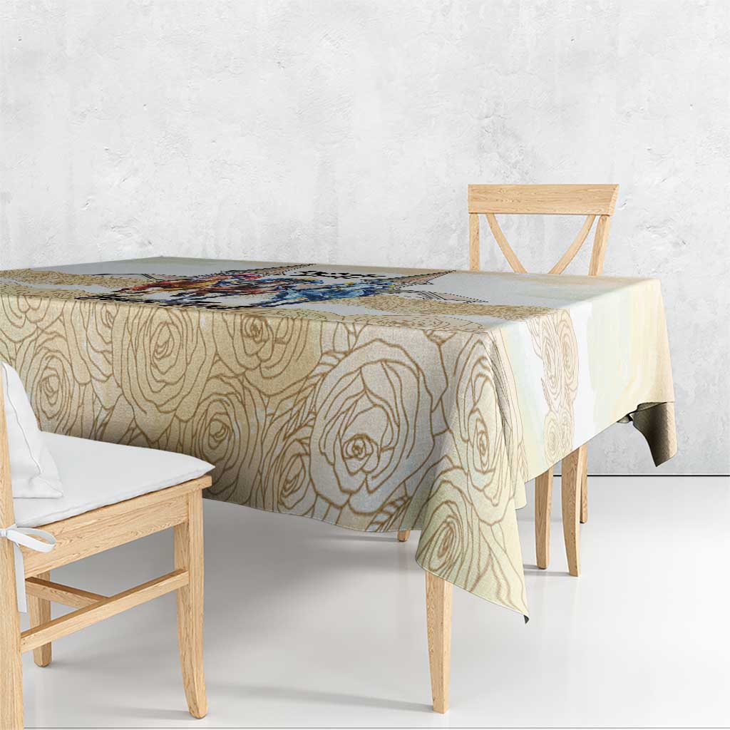 Kentucky Horse Racing Personalized Tablecloth Churchill Downs Roses Pastel Yellow